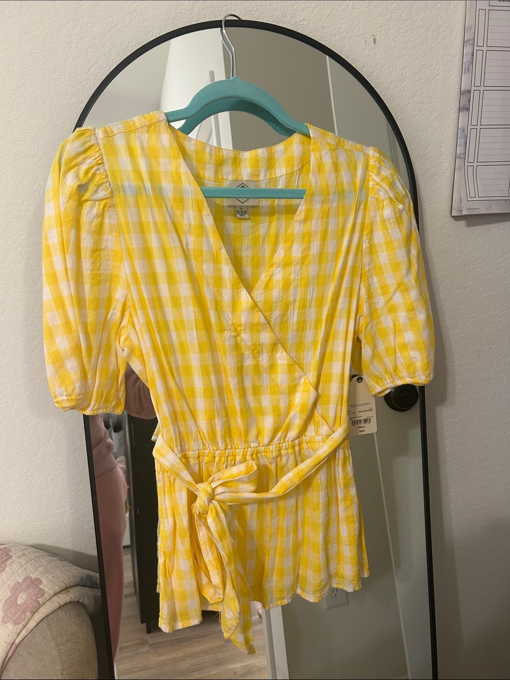 St. John's Bay Yellow Gingham Wrap Blouse